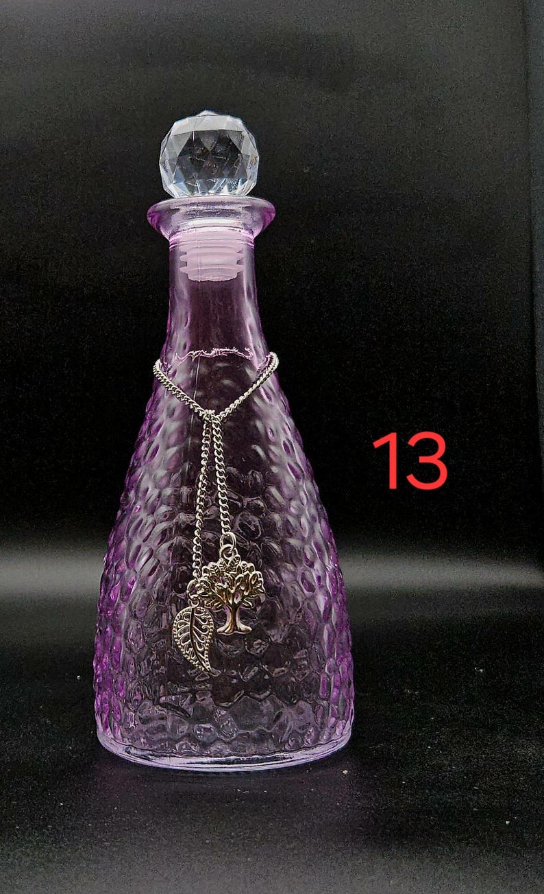 Colored Glass Potion Jar: Moonwater, Sunwater, Witch Bottle 13 tree