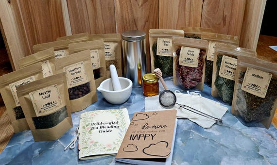 Wildcrafted Herbal Tea Ritual Kit • Kitchen Witch Tea Blending Bundle • Apothecary Gift Set