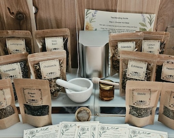 Herb Garden Tea Blending Kit • Kitchen Witch Tea Ritual Set • DIY Herbal Apothecary Gift