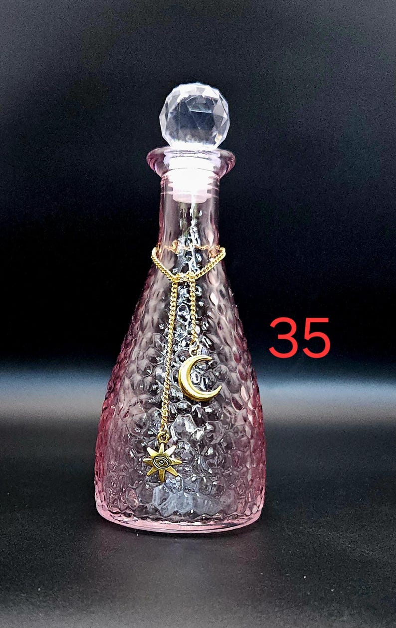 Moonwater & Sunwater Potion Jar - Colored Glass Witch Bottle for Rituals and Spells 35 Moon and Sun