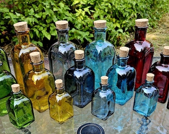 Recycled Spanish Colored Glass Bottle: Aromatherapy, Altar Decor
