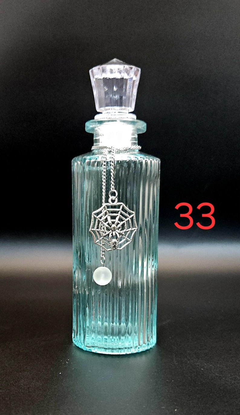 Moonwater & Sunwater Potion Jar - Colored Glass Witch Bottle for Rituals and Spells 33 Spider on Web