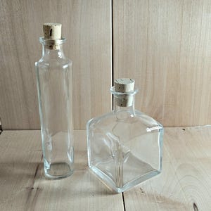 Clear Glass Apothecary Bottles • Cork Lid Spell Jars • Square & Round Ritual Containers for DIY Herbal Crafting