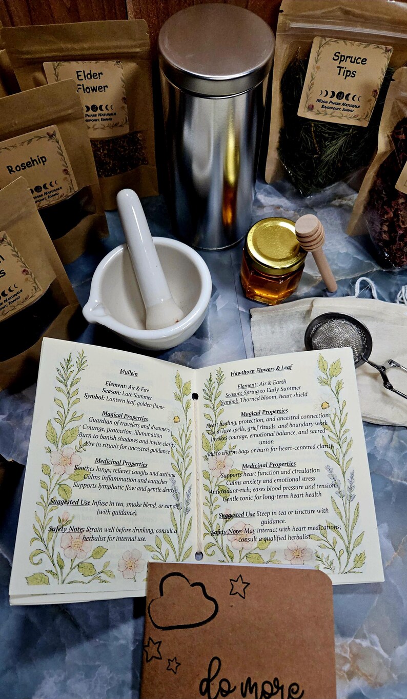 Wildcrafted Herbal Tea Ritual Kit • Kitchen Witch Tea Blending Bundle • Apothecary Gift Set zdjęcie 11