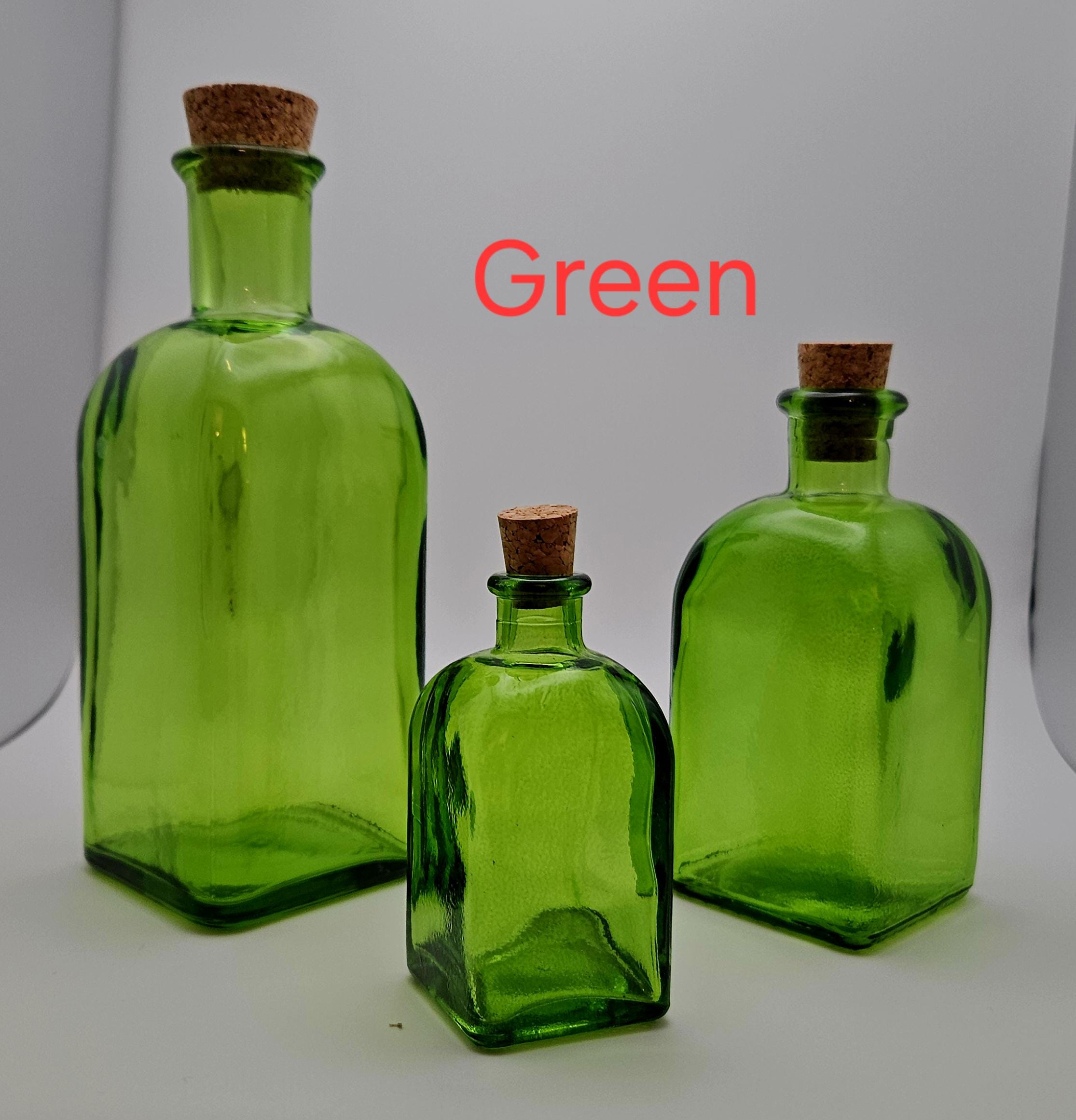 Recycled Spanish Glass Bottle • Colored Square Apothecary Jar for
