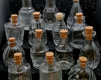 Small Glass Potion Bottles, Apothecary Jars with Stoppers