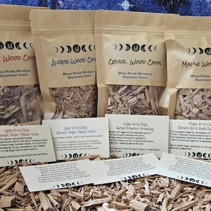 Wood Chips for Rituals: Apple, Cedar, Maple, Alder, Cherry, Hickory, Herbal Spellcraft