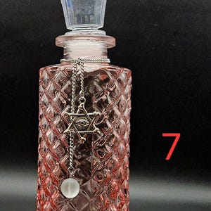 Colored Glass Potion Jar: Moonwater, Sunwater, Witch Bottle 7 pendegram