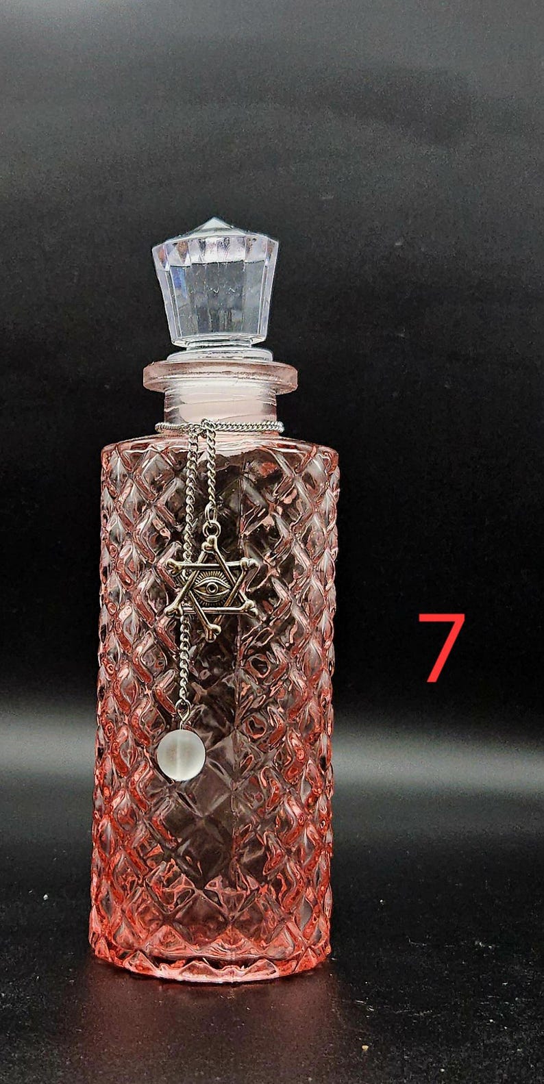 Colored Glass Potion Jar: Moonwater, Sunwater, Witch Bottle 7 pendegram