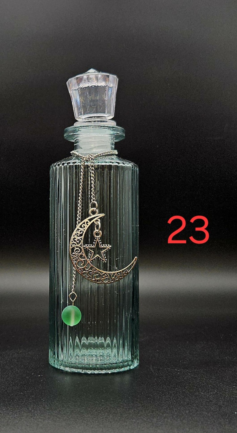 Moonwater & Sunwater Potion Jar - Colored Glass Witch Bottle for Rituals and Spells 23 Moon and Star