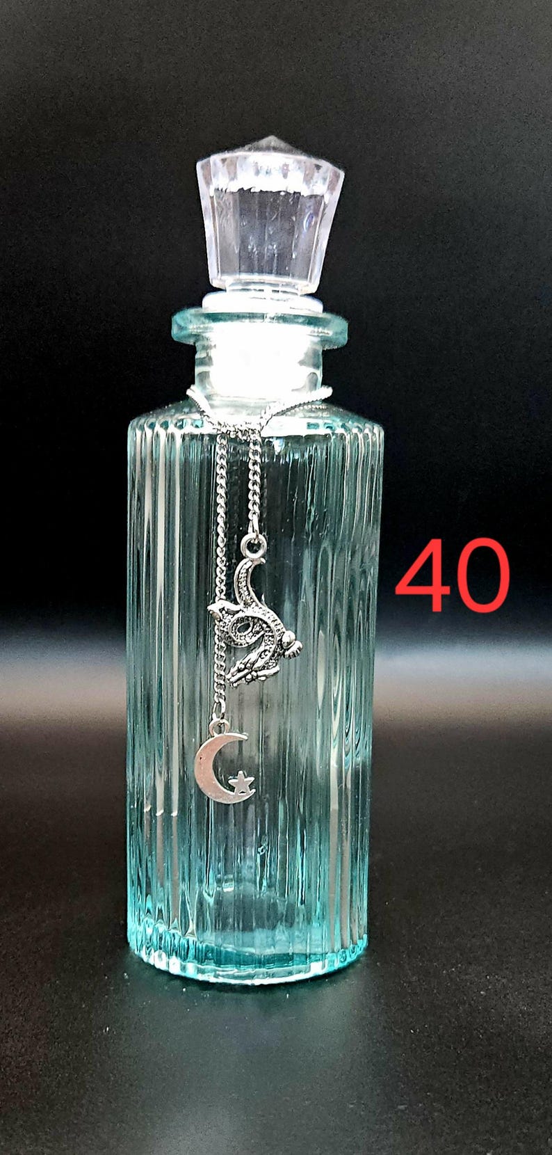 Moonwater & Sunwater Potion Jar - Colored Glass Witch Bottle for Rituals and Spells 40 Dragon and Moon