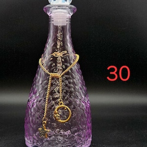 Moonwater & Sunwater Potion Jar - Colored Glass Witch Bottle for Rituals and Spells 30 Moon and Star