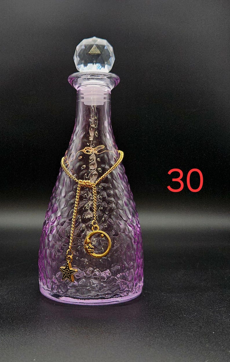 Moonwater & Sunwater Potion Jar - Colored Glass Witch Bottle for Rituals and Spells 30 Moon and Star