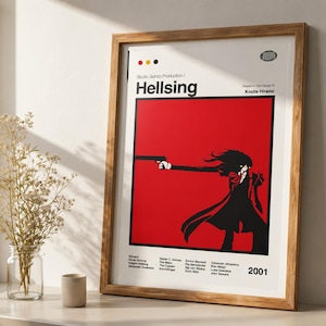 Póster de anime Hellsing: Lámina de arte manga minimalista