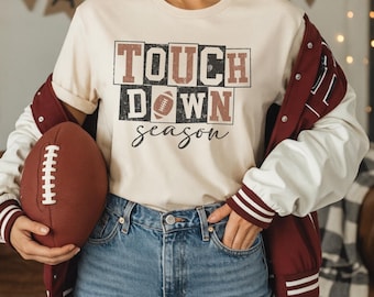 Maglietta grafica Touchdown Season: maglietta da tifoso di football americano invecchiata