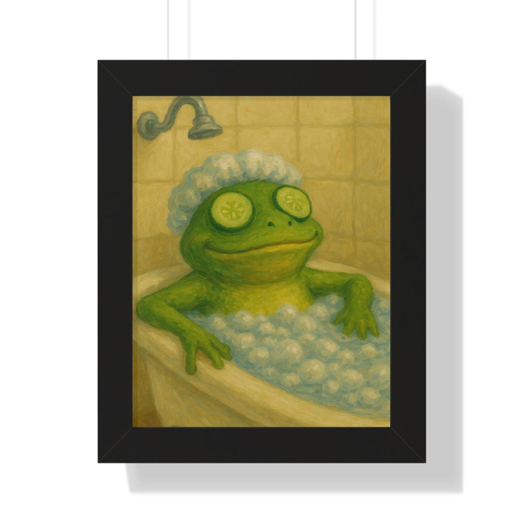 Frog Spa Day Poster Frog Art Funny Frog Wall Decor Frog in Bathroom ...