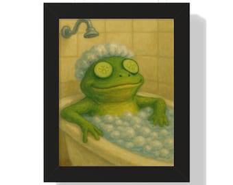 Frog Spa Day Poster Frog Art Funny Frog Wall Decor Frog in Bathroom Poster Relaxing Frog Bath Art Print Humorous Bathroom Wall Decor