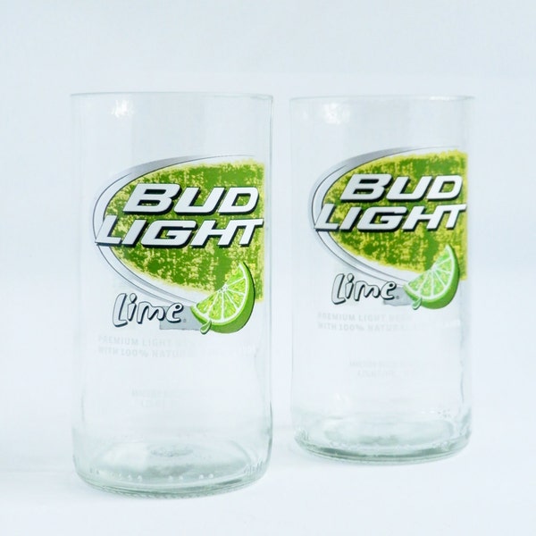 Beer Bottle Drinking Glasses Bud Light Lime Tumblers Set Of 2