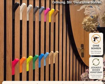 Akustikpaneel Haken Mini ohne Bohren für Akustikpaneele – Schlüssel & Taschen – Slat Wall Hook – Acoustic Panel Hook – versetzbar stabil