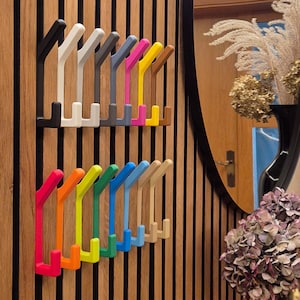 Akustikpaneel Doppelhaken kurz ohne Bohren für Akustikpaneele – Jacken & Taschen – Slat Wall Hook – Acoustic Panel Hook – versetzbar stabil