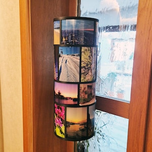 Fotosäule 360 Grad modular – Bilderrahmen 10x15 rund – stapelbarer Fototurm Hoch & Quer – Photo Tower – Geschenkidee Familie Reise Hochzeit