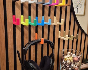 Akustikpaneel Kopfhörerhalter ohne Bohren für Akustikpaneele – Headphone Holder – Slat Wall Hook – Acoustic Panel Hook – versetzbar stabil