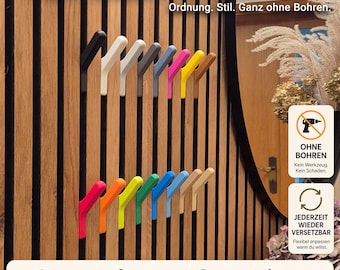 Akustikpaneel Haken kurz ohne Bohren für Akustikpaneele – Jacken & Kleidung – Slat Wall Hook – Acoustic Panel Hook – versetzbar stabil