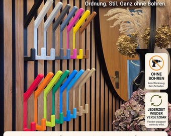 Akustikpaneel Doppelhaken lang ohne Bohren für Akustikpaneele – Mäntel & Rucksäcke – Slat Wall Hook – Acoustic Panel Hook – versetzbar