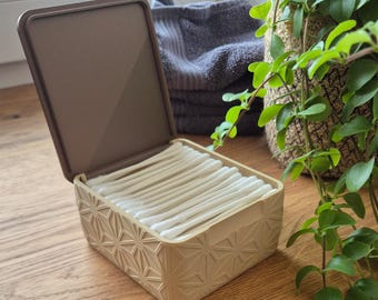 Wattestäbchenbox „Premium (Asanoha)“ – 3D-gedruckte Aufbewahrungsbox mit japanischem Muster | Badezimmer-Organizer aus PLA | Handmade