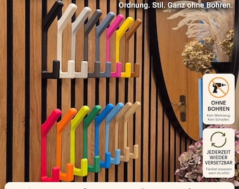 Akustikpaneel Doppelhaken kurz ohne Bohren für Akustikpaneele – Jacken & Taschen – Slat Wall Hook – Acoustic Panel Hook – versetzbar stabil
