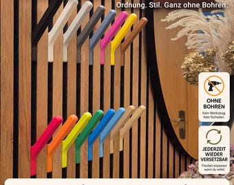 Akustikpaneel Haken lang ohne Bohren für Akustikpaneele – Schals & Handtücher – Slat Wall Hook – Acoustic Panel Hook – versetzbar stabil