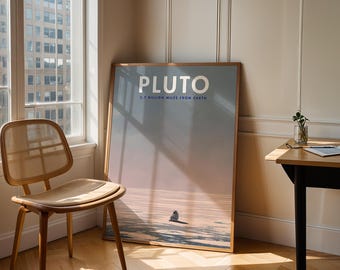 Surreal Pluto Astronaut Art Print Quirky Cosmic Sci-Fi Poster