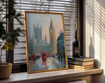 Abstract London Skyline Print: Modern Pastel Cityscape