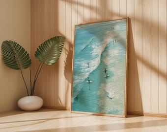 Aerial Surf Poster: Textured Ocean Painting, Coastal Wall Art