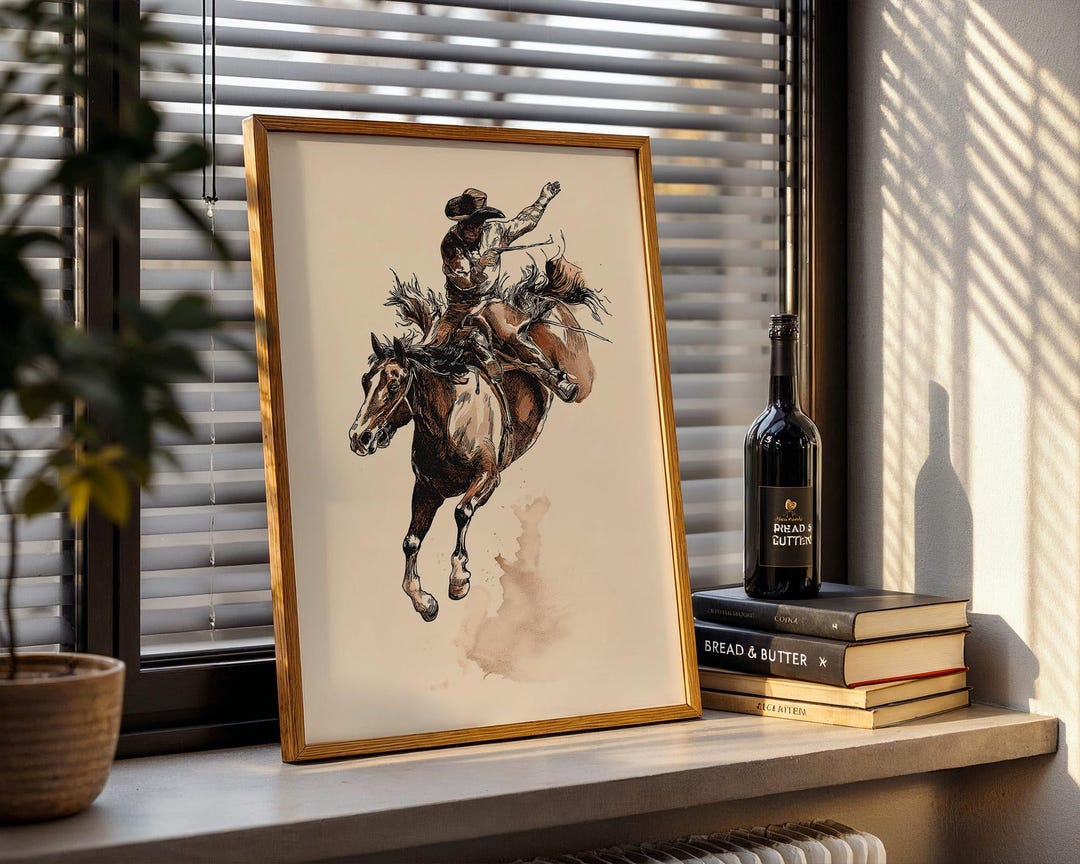 Vintage Bucking Bronco Print: Wild West Rodeo Poster - Etsy Australia