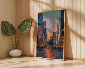 Abstract Tokyo Cityscape Print: Modern Pastel Cityscape