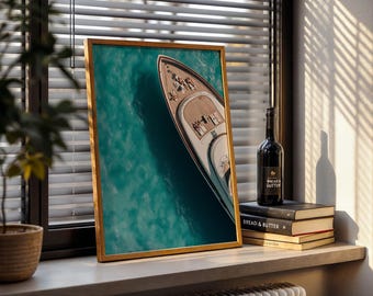 Luxury Yacht Print: Coastal Wall Art, Ocean Travel Poster