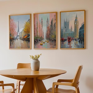 London New York Paris Poster Set: Impressionist Cityscapes