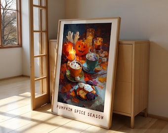 Pumpkin Spice Latte Art Print: Cozy Autumn Cafe Decor