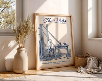 Shiba Inu Cafe Art Print: Japanese Dog Wall Decor