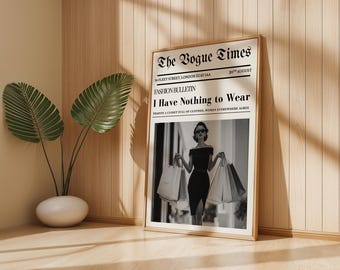 Trendy Newspaper Print Poster: Vogue Magazine Style, Fashion Art