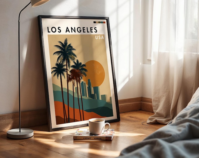 Retro Los Angeles Poster: 70s LA Wall Art, California Travel Print