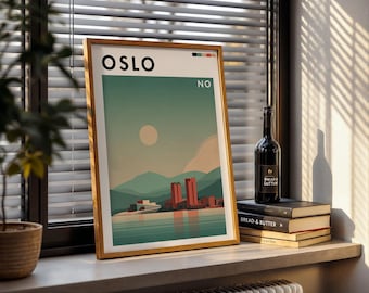 Oslo Travel Poster: Retro Norway Art Print