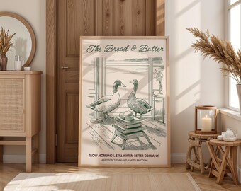 Mallard Duck Poster "Bread and Better": Scandinavian Art, Duck Lover Gift