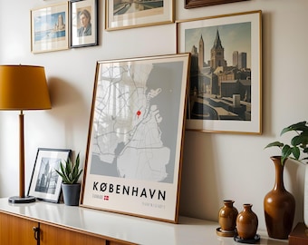Stampa della mappa della città di Copenaghen: poster d'arte scandinava