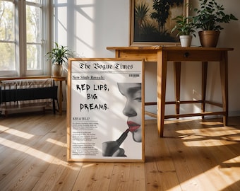 Vogue Magazine Poster: Trendy Newspaper Print, Black and White Fashion Art