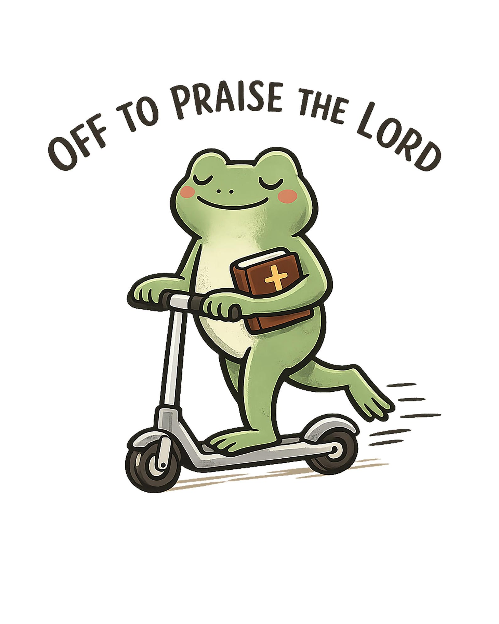 Christian Png, Funny Frog off to Praise the Lord Png, Bible Study Humor ...