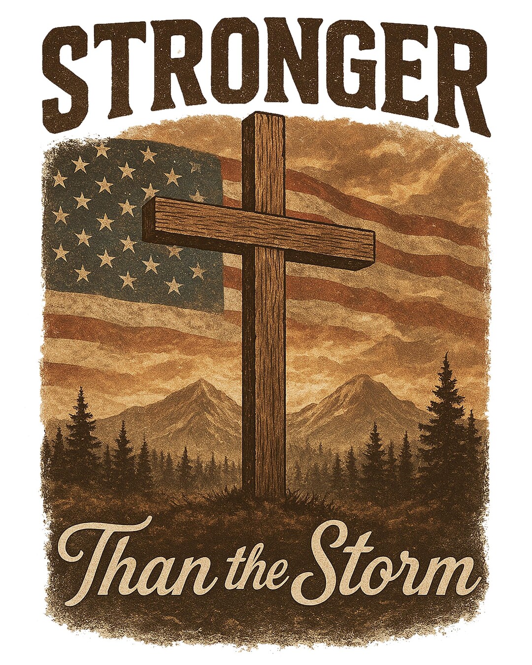Christian Mens Shirt PNG Stronger Than the Storm Patriotic Sublimation ...