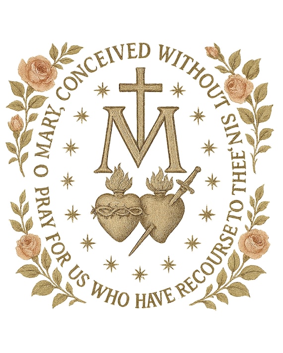Miraculous Medal Png, Virgin Mary Png, Marian Cross Png, Holiday Gifts Idea,Catholic Gifts ,Marian Catholic Png