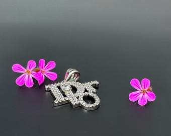 Vintage Dior Rhinestone Pendant | Silver Tone “Dior” Logo Necklace Charm | Y2K Designer Bling | Curated Statement Jewelry